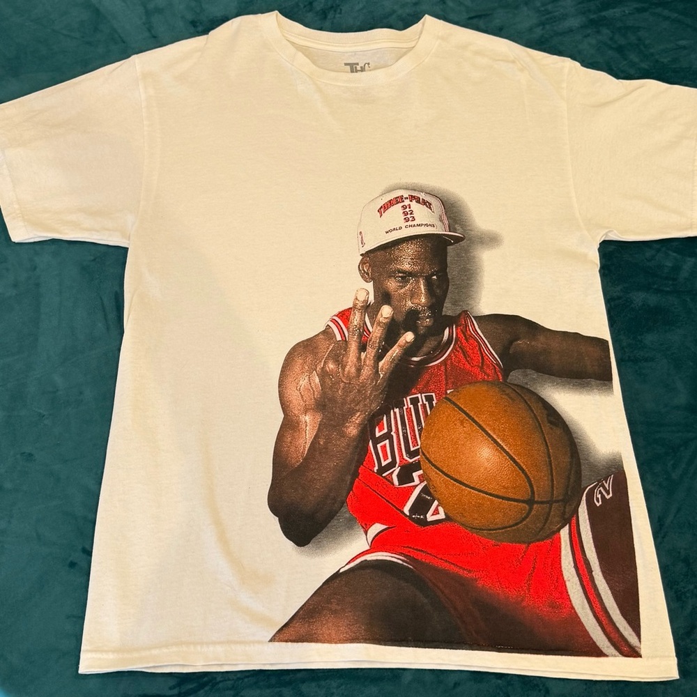 Michael Jordan Iconic 3 Peat White T-Shirt